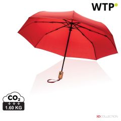 21 Impact AWARE RPET 190T bambus kišobran s automatskim otvaranjem/zatvaranjem, Crvena, XDP850.614