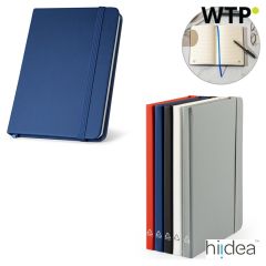 CAMPUS, quaderno rigido A5 in PU (35% riciclato) con pagine a righe 100% riciclate, blu, 93637-104