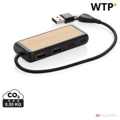 Link RCS reciklirani plastični i bambusni dualni USB hub, crno, XDP308.5601