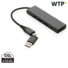 Terra RCS reciklirani aluminijski hub s 3 USB porta, siva, XDP308.682