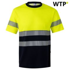 VL BASTET, T-shirt in piqué bicolore (150g/m²), in cotone (55%) e poliestere (45%), verde, 36096-209-XL